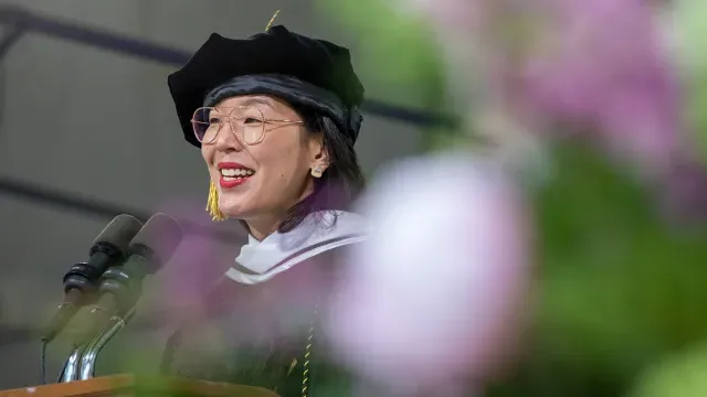 Ai-jen Poo speaking at Commencement